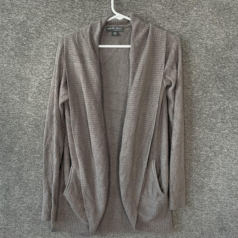 Barefoot Dreams CozyChic Lite Cardigan Sweater Womens M/L Gray Open Front 452